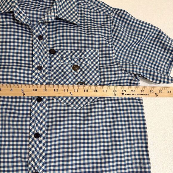 ENYCE Button Up Shirt Mens Small Blue White Check Short Sleeve Pocket‎ - Picture 7 of 12